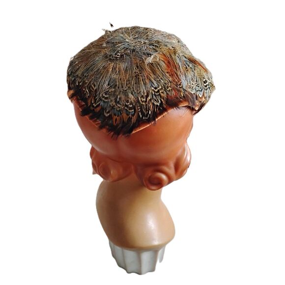 1950s Vintage Natural Pheasant Feather Cocktail Hat - Picture 2 of 5